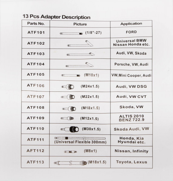 Getriebe Ölfüllgerät Einfüllgerät Getriebeölpumpe 6L 13 Adapter