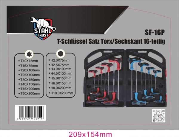 T-Schlüssel Torx/Sechskant 16-teilig