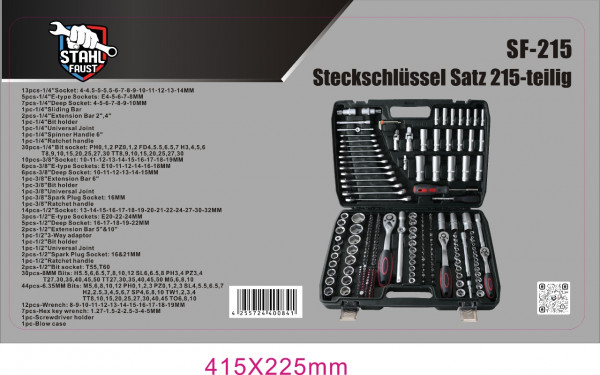 Steckschlüssel Werkzeugkasten Knarrenkasten 215-teilig