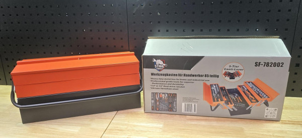 Werkzeugkoffer für Handwerker und Hobby 85-teilig Orange/Schwarz