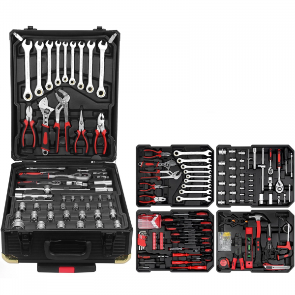 Werkzeugkoffer mit Ratschenschlüssel und Steckschlüsselsatz Werkzeugtrolley