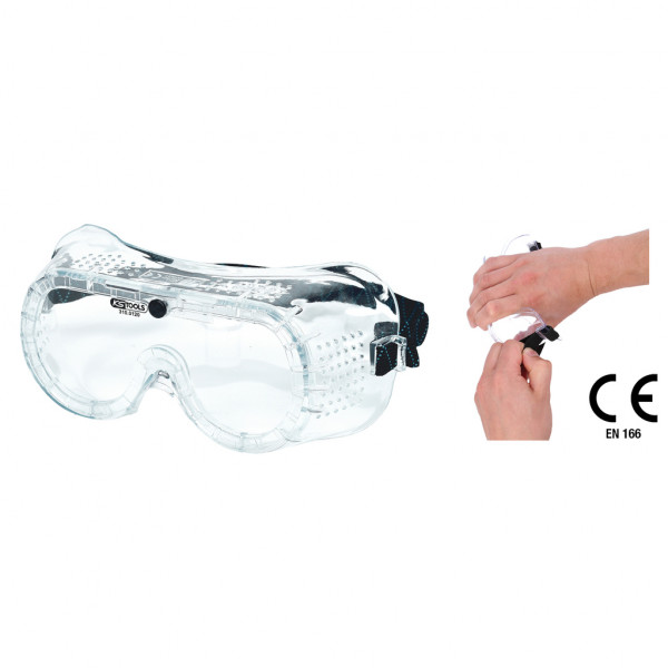 Schutzbrille mit Gummiband-transparent, EN 166 KS Tools