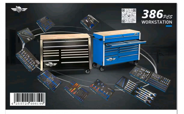 Jumbo Werkzeugwagen Werkstattwagen mit Werkzeug Lkw und Pkw Black