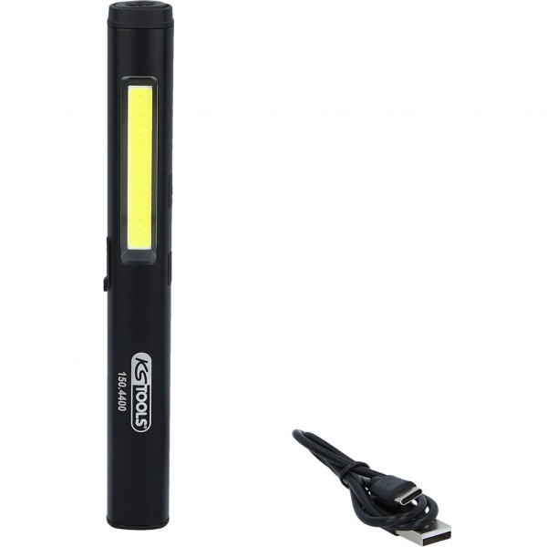 KS Tools Akku LED Inspektionslampe Handlampe mit Laserpointer, UV Licht, 350L