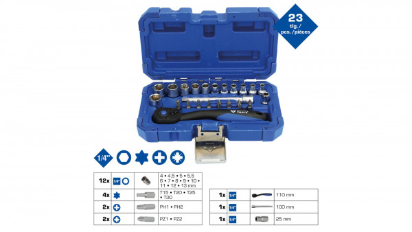 Steckschlüssel-Satz, 23-tlg 1/4"
