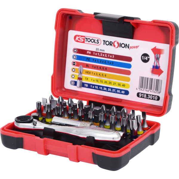 KS Tools Bit´s mini Ratsche 1/4" TORSIONpower Bit-Box, 32-tlg