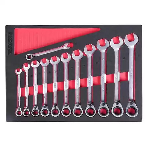 Werkzeugeinlage mit Ringratschenschlüssel Umschaltbar 12-tlg