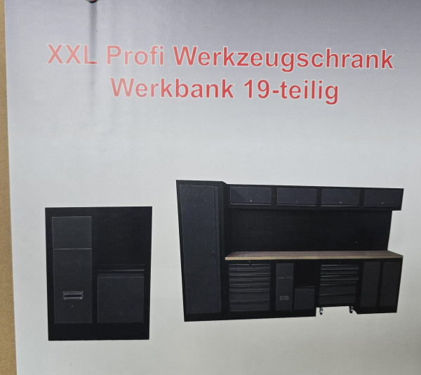 XXL Werkzeugwand Werkstatteinrichtung Schränke +Werkstattwagen Schwarz/Grau