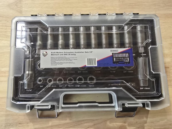Kraft Muttern Schrauben Ausdreher Satz 3/8" (28-teilig)