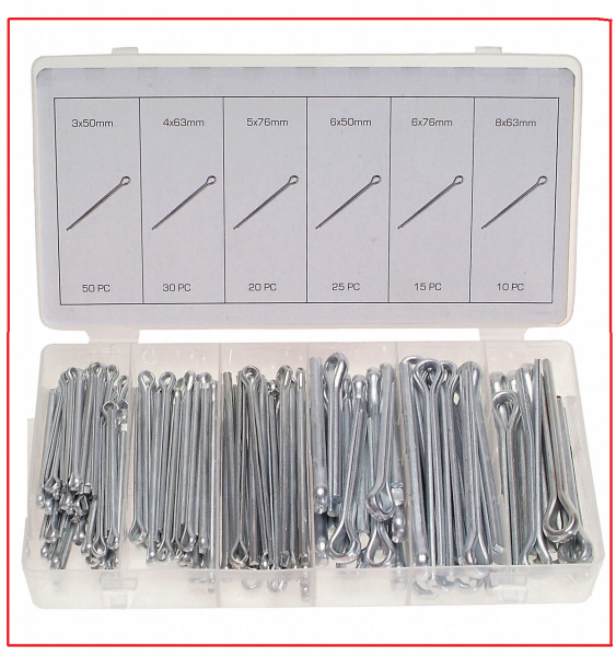 Splinte Sicherungssplinte Sortiment 555 tlg. 25-65 mm
