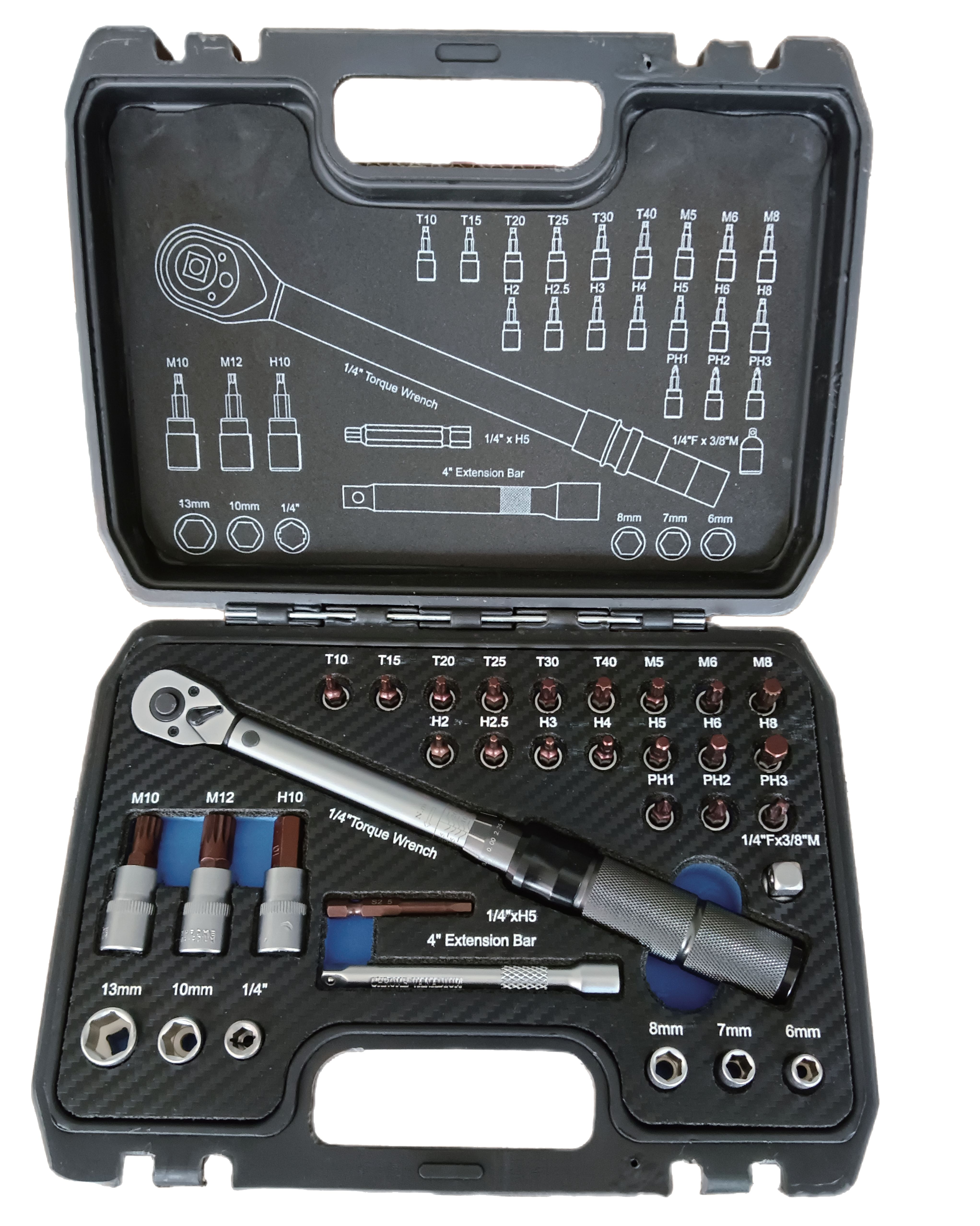 Drehmomentschlüssel 525 Nm 32 teiliges Set für Fahrrad EBike Pkw usw. Drehmomentschlüssel