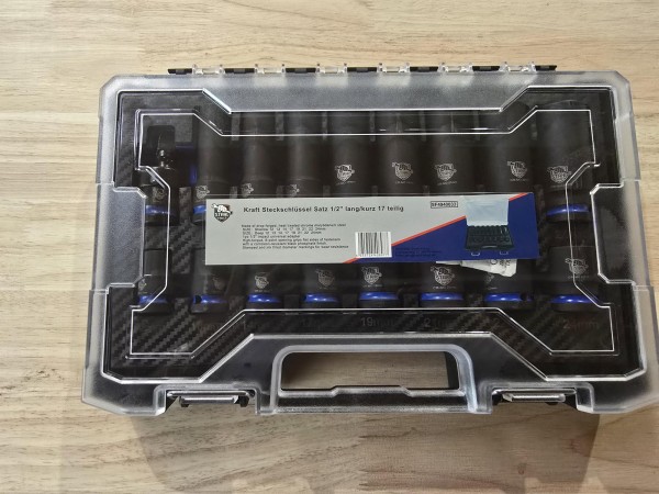 Kraft-Steckschlüsselsatz 17-teilig 1/2" lang/kurz Schlagnüsse